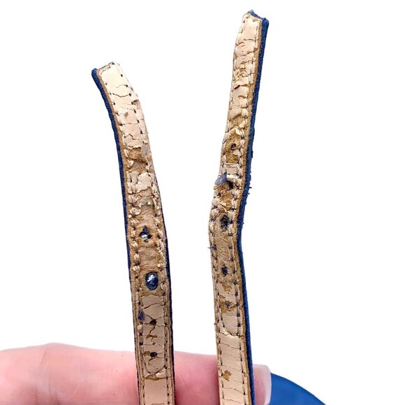 Alex Marie T-Strap Beaded Peep-Toe Dressy Heels Black Tie Fabric 7.5 Navy Blue - Picture 9 of 14